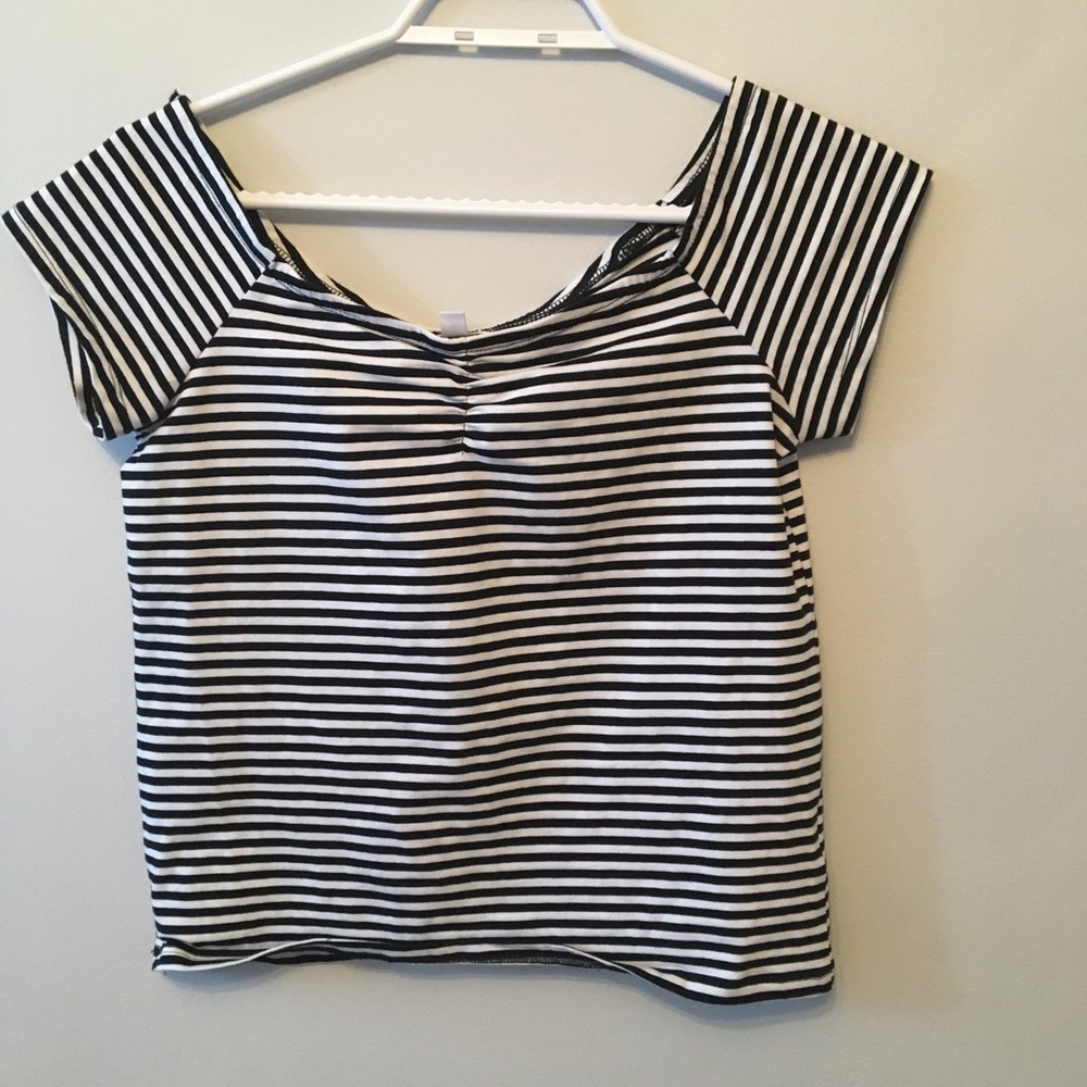 Black and white striped crop top